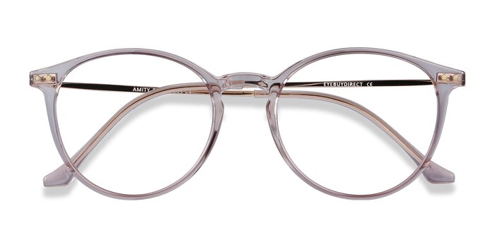 Clear Purple Amity -  Lightweight Plastic, Metal Eyeglasses