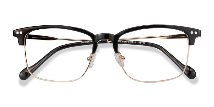 Black Explorer -  Vintage Acetate, Metal Eyeglasses