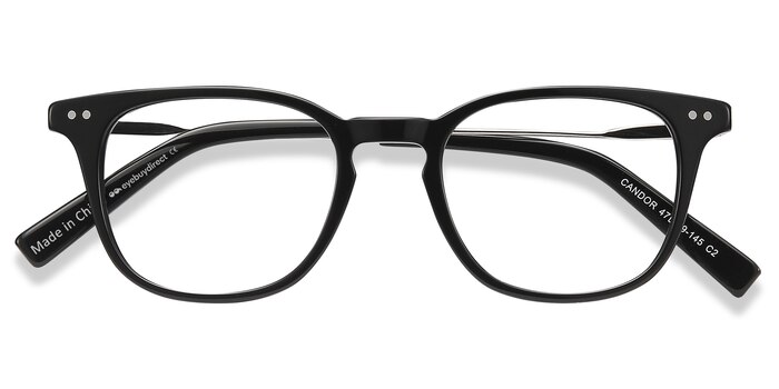 Black Candor -  Lightweight Acetate, Metal Eyeglasses
