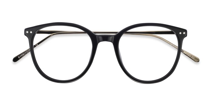 Black Oriana -  Acetate, Metal Eyeglasses