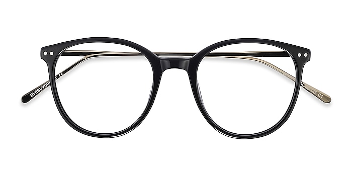 Black Oriana -  Acetate, Metal Eyeglasses