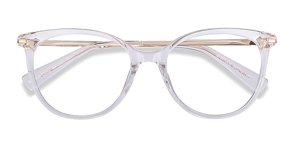 Progressive Eyeglasses Online with Largefit, Horn, Full-Rim Acetate/ Metal Design — Attitude in Clear/Black/Clear Melon by Eyebuydirect - Lenses