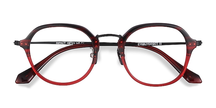 Red Striped Impact -  Lightweight Acetate Eyeglasses