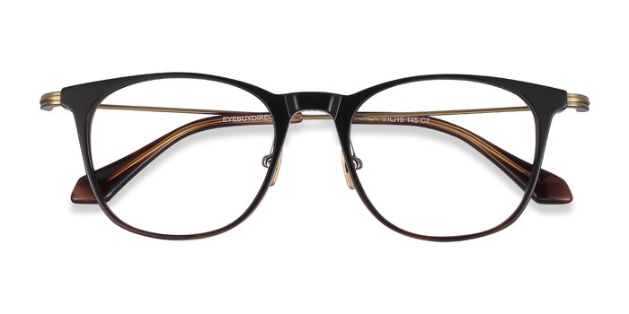 Black Brown Walker -  Lightweight Acetate, Metal Eyeglasses