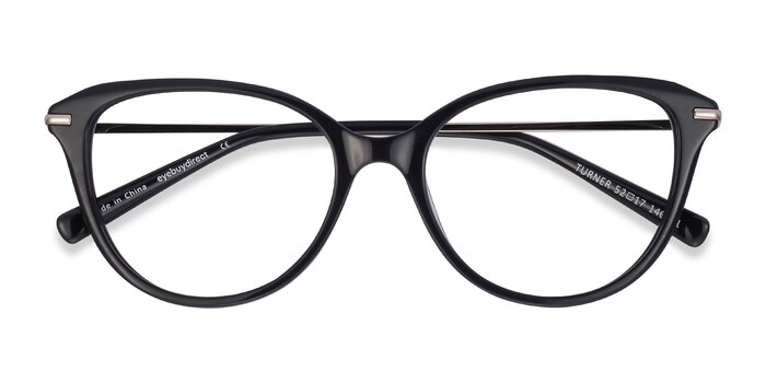 Black Turner -  Lightweight Acetate, Metal Eyeglasses
