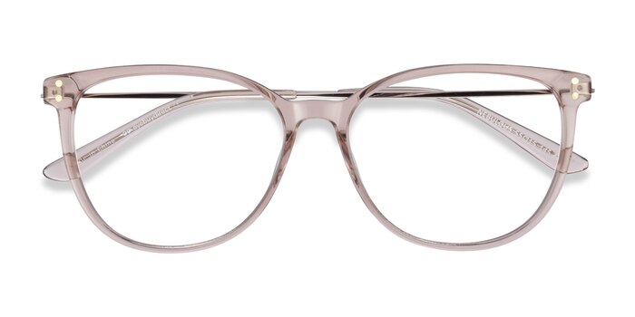 Clear Brown Nebulous -  Lightweight Acetate, Metal Eyeglasses