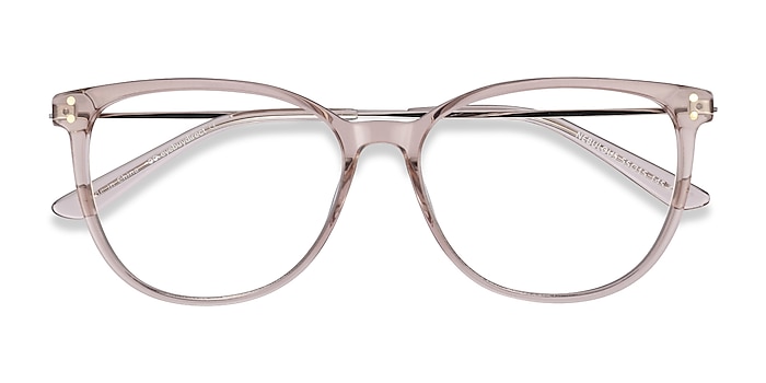 Clear Brown Nebulous -  Lightweight Acetate, Metal Eyeglasses