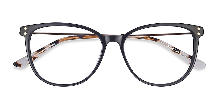 Black Nebulous -  Lightweight Acetate, Metal Eyeglasses