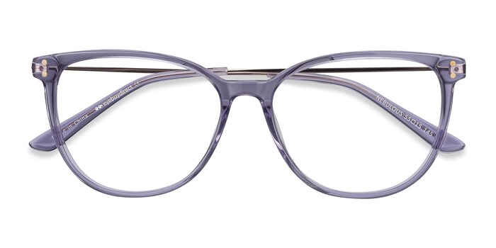 Progressive Eyeglasses Online with Largefit, Round, Full-Rim Plastic/ Metal Design — Amity in Clear/blue/clear Purple by Eyebuydirect - Lenses