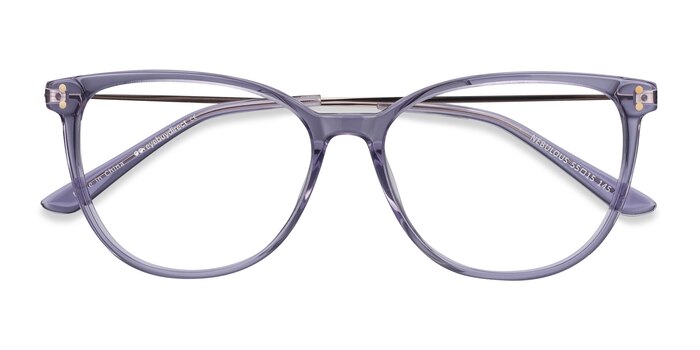 Clear Purple Nebulous -  Lightweight Acetate, Metal Eyeglasses