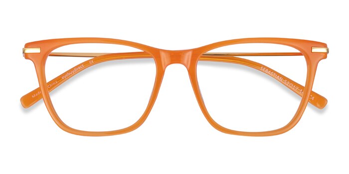 Orange Sebastian -  Lightweight Acetate, Metal Eyeglasses