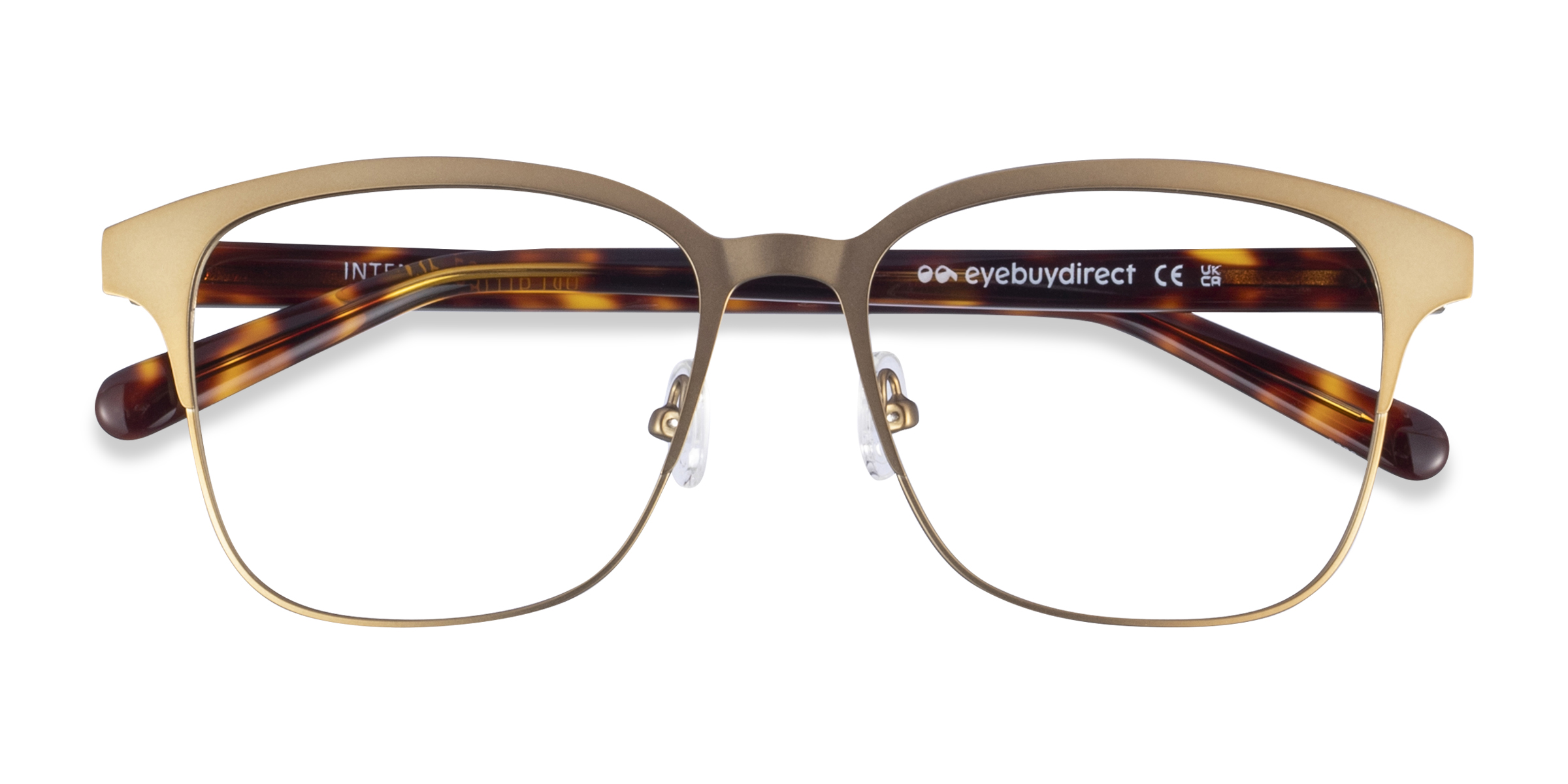 Unisex s square Matte Gold Tortoise Acetate,Metal Prescription eyeglasses - Eyebuydirect s Intense