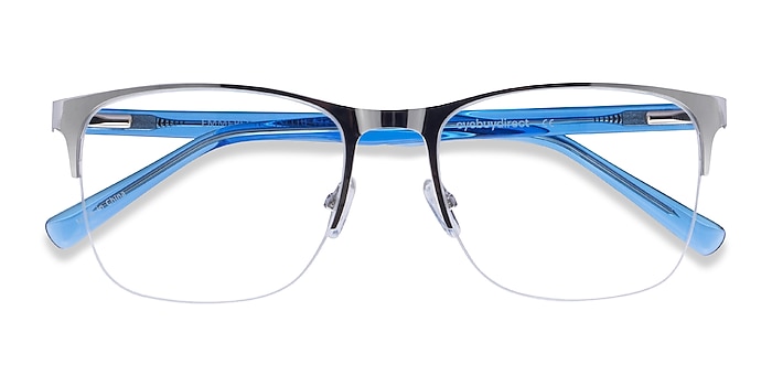 Silver & Clear Blue Emmerson -  Acetate, Metal Eyeglasses