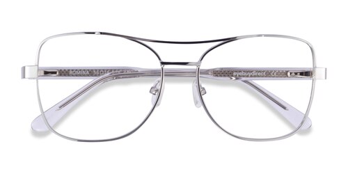 Unisex S Aviator Silver Acetate,Metal Prescription Eyeglasses - Eyebuydirect S Romina