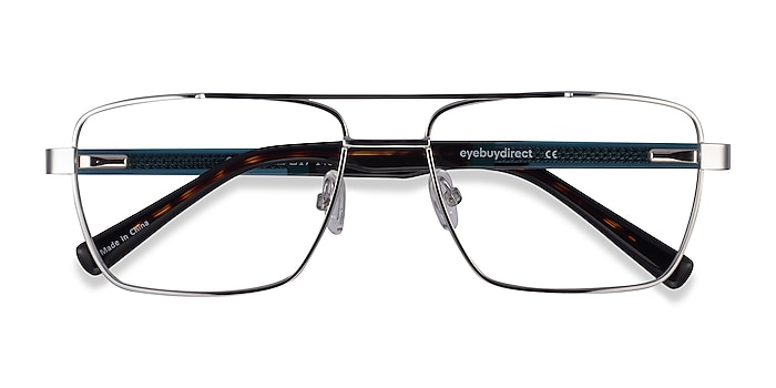 Silver, Clear Blue & Tortoise Colton -  Acetate Eyeglasses