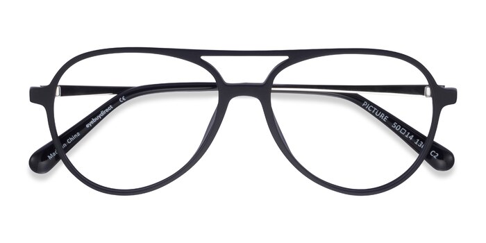 Matte Black & Silver Picture -  Plastic, Metal Eyeglasses
