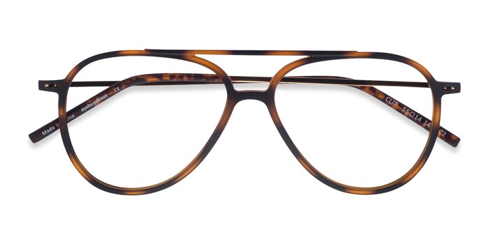 Matte Tortoise & Gold Clip -  Geek Plastic, Metal Eyeglasses