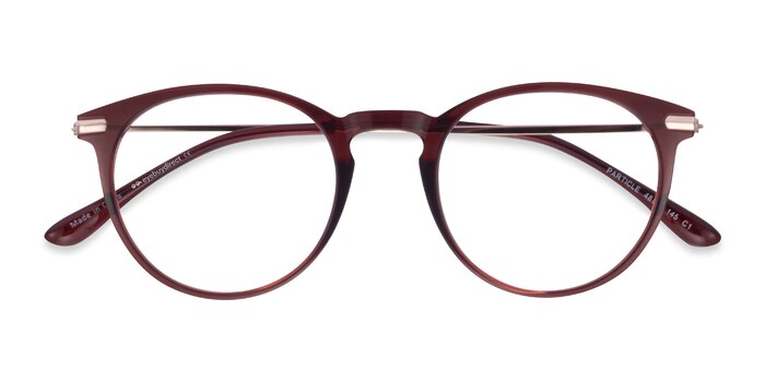 Clear Red & Rose Gold Particle -  Colorful Plastic, Metal Eyeglasses