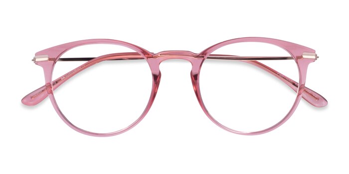 Clear Pink & Rose Gold Particle -  Colorful Plastic, Metal Eyeglasses