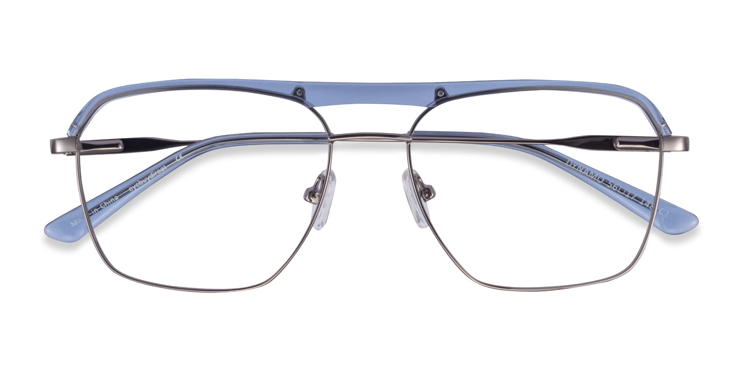 Dynamo Aviator Clear Blue & Gunmetal Glasses for Men |
