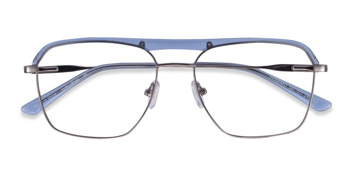 Clear Blue & Gunmetal Dynamo -  Acetate, Metal Eyeglasses
