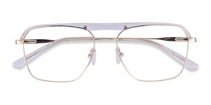 Clear & Gold Dynamo -  Acetate, Metal Eyeglasses