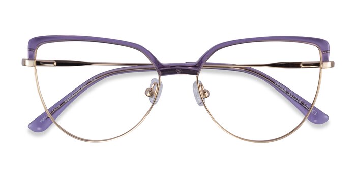 Clear Purple & Gold Dona -  Acetate, Metal Eyeglasses