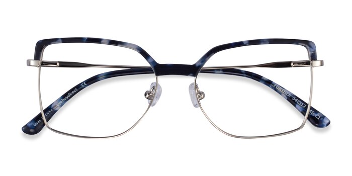 Blue Floral & Silver Further -  Acetate, Metal Eyeglasses