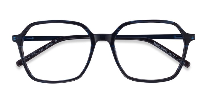 Modernity Square Striped Blue Full Rim Eyeglasses | Eyebuydirect