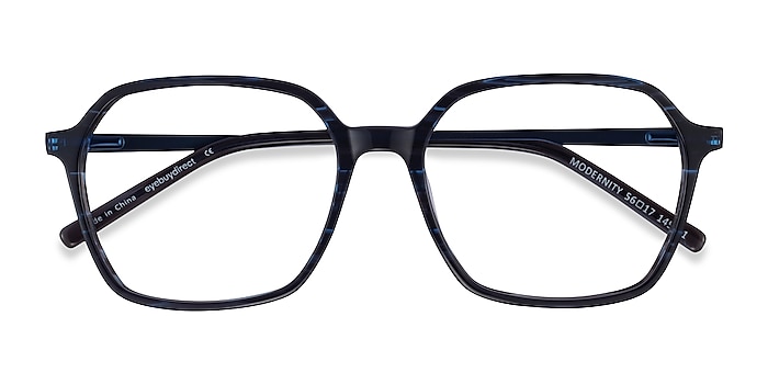Striped Blue Modernity -  Acetate Eyeglasses