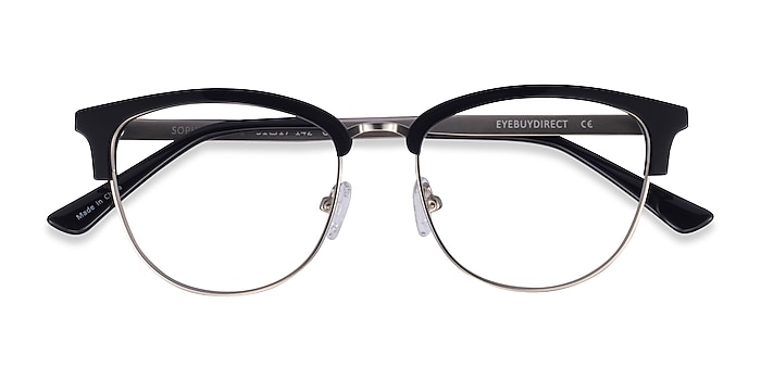 Black & Silver Sophisticated -  Acetate, Metal Eyeglasses