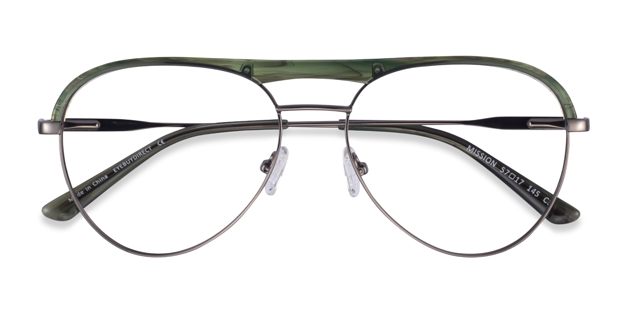 Male s aviator Green Striped Gunmetal Acetate Metal Prescription eyeglasses - Eyebuydirect s Mission 62$