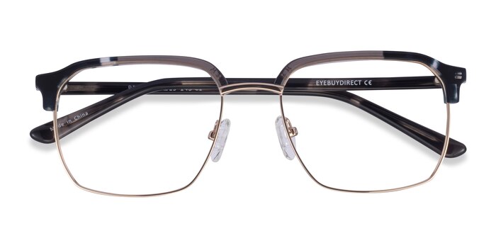 Gray Striped & Gold Break -  Acetate, Metal Eyeglasses