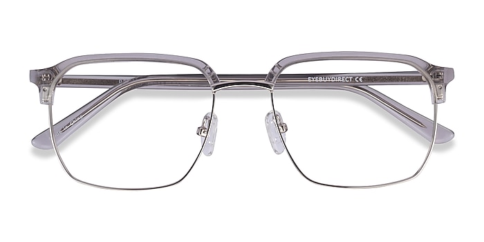 Clear Gray & Silver Break -  Acetate, Metal Eyeglasses