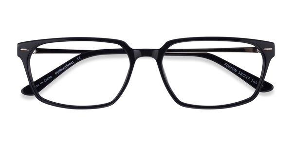 Fusion Rectangle Black Silver Glasses for Men | Eyebuydirect