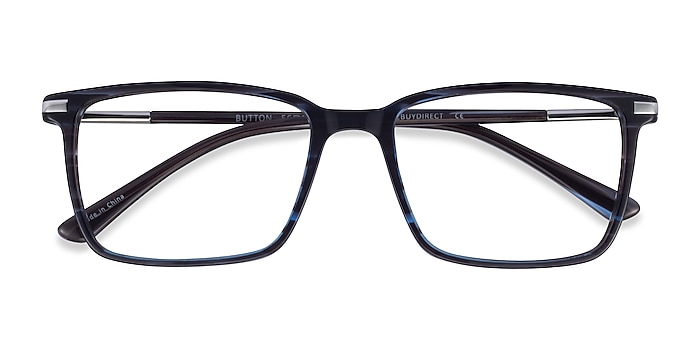 Striped Blue Button -  Acetate Eyeglasses