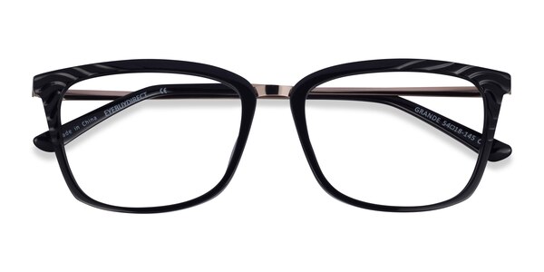 Grande Rectangle Black Gold Full Rim Eyeglasses | Eyebuydirect