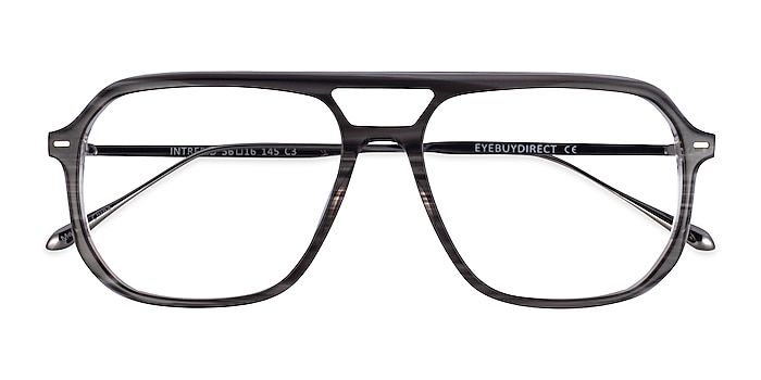 Gray Striped Intrepid -  Acetate Eyeglasses