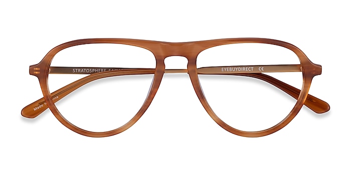 Brown Striped Matte Gold Stratosphere -  Acetate Eyeglasses