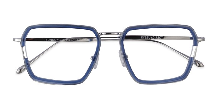 Clear Blue Silver Tsundoku -  Acetate Eyeglasses