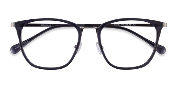 Utamaro Square Gray Silver Full Rim Eyeglasses | Eyebuydirect