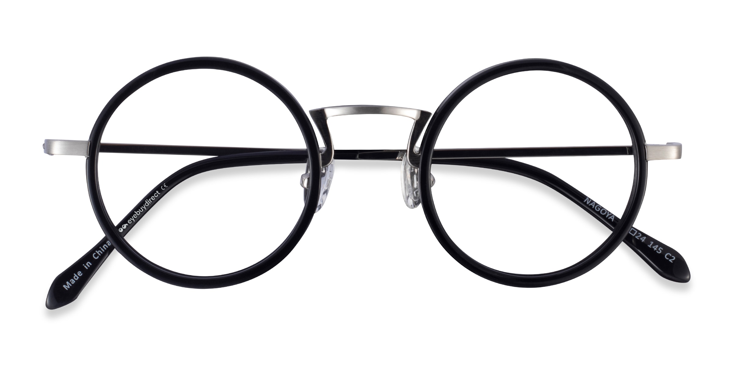 Nagoya Round Black Silver Full Rim Eyeglasses | Eyebuydirect Canada