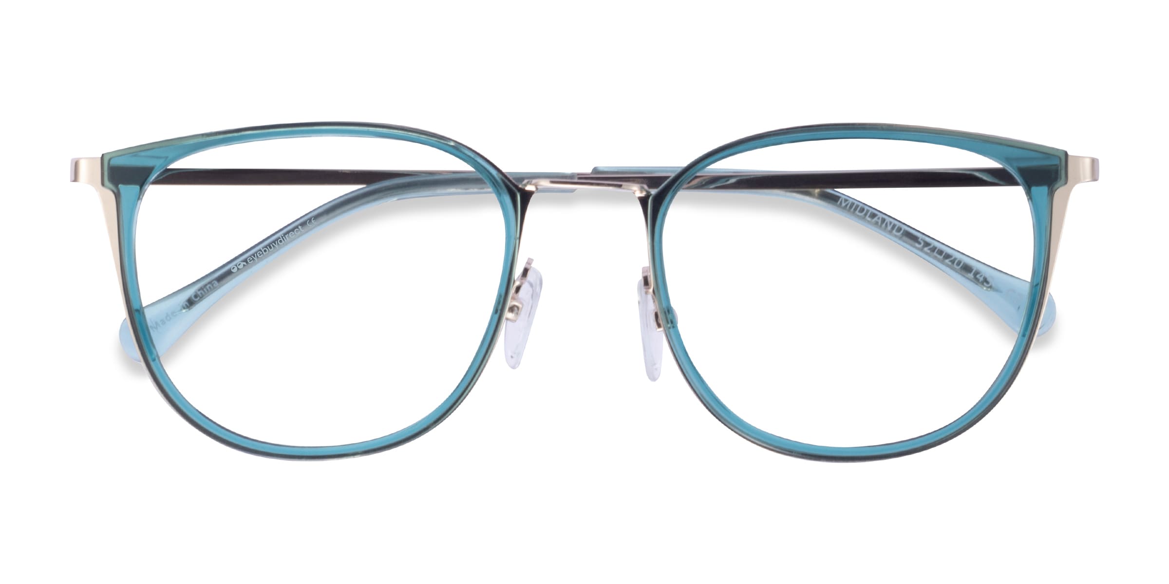 Midland Square Clear Teal Gold Full Rim Eyeglasses |