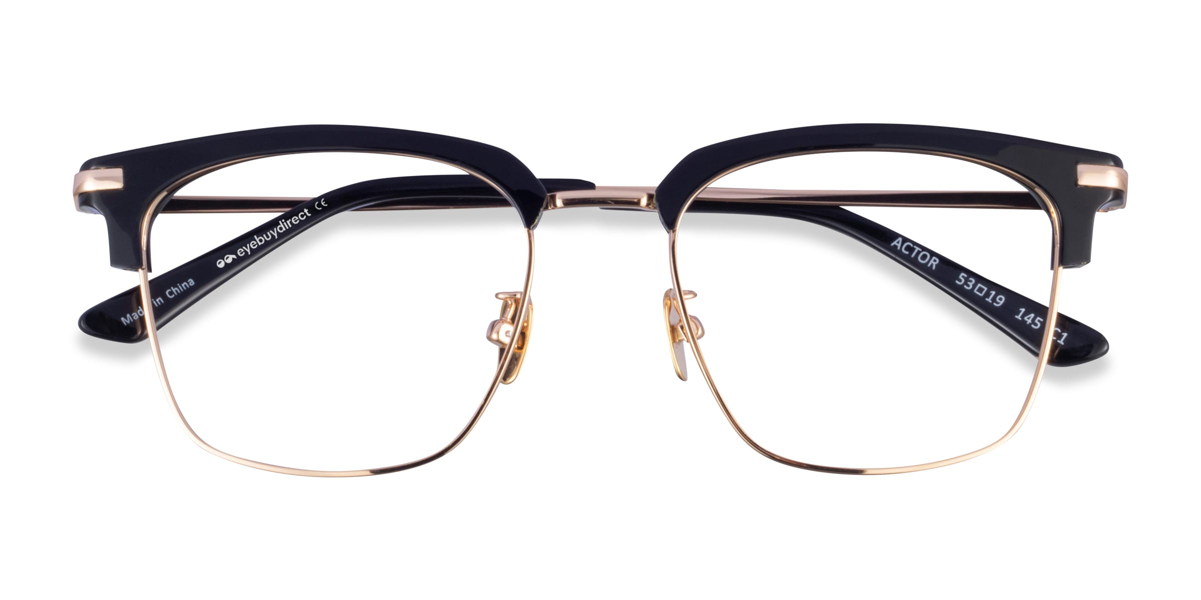 Black glasses with gold rim sale