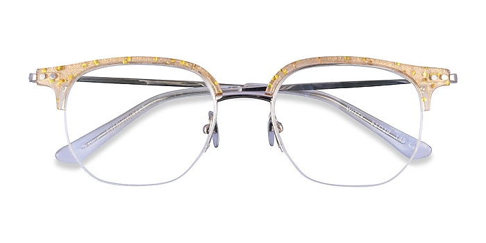 Clear Yellow Silver Witty -  Acetate Eyeglasses