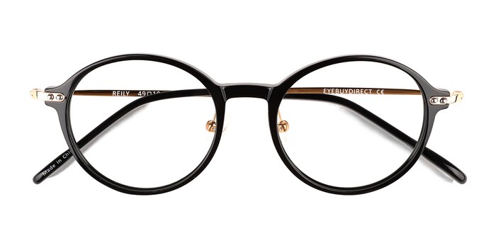 Reily Round Black Gold Full Rim Eyeglasses | Eyebuydirect