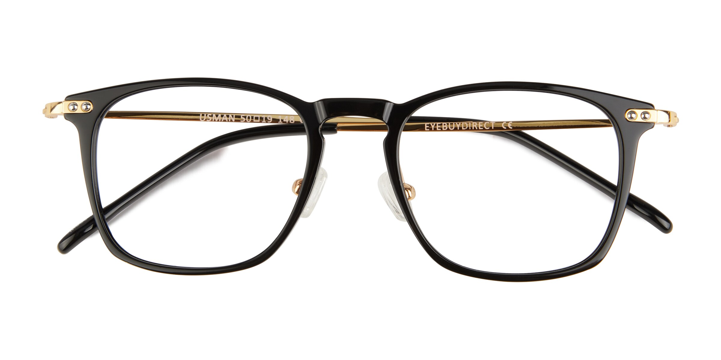 Usman Square Black Gold Full Rim Eyeglasses | Eyebuydirect Canada