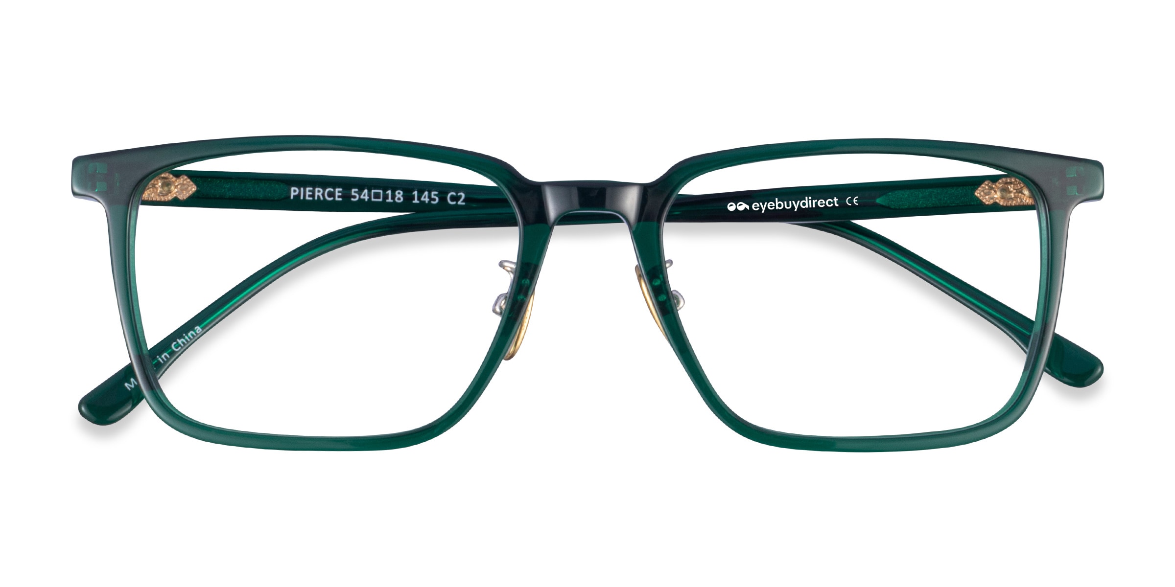 Pierce Rectangulaire Vert fonc Monture Lunettes de vue