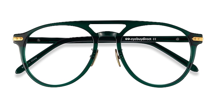 Dark Green Gold Aston -  Acetate Eyeglasses