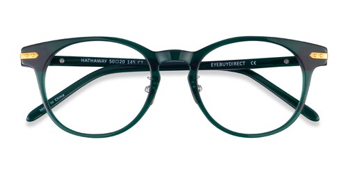 Unisex S Round Clear Green Gold Acetate,Metal Prescription Eyeglasses - Eyebuydirect S Hathaway